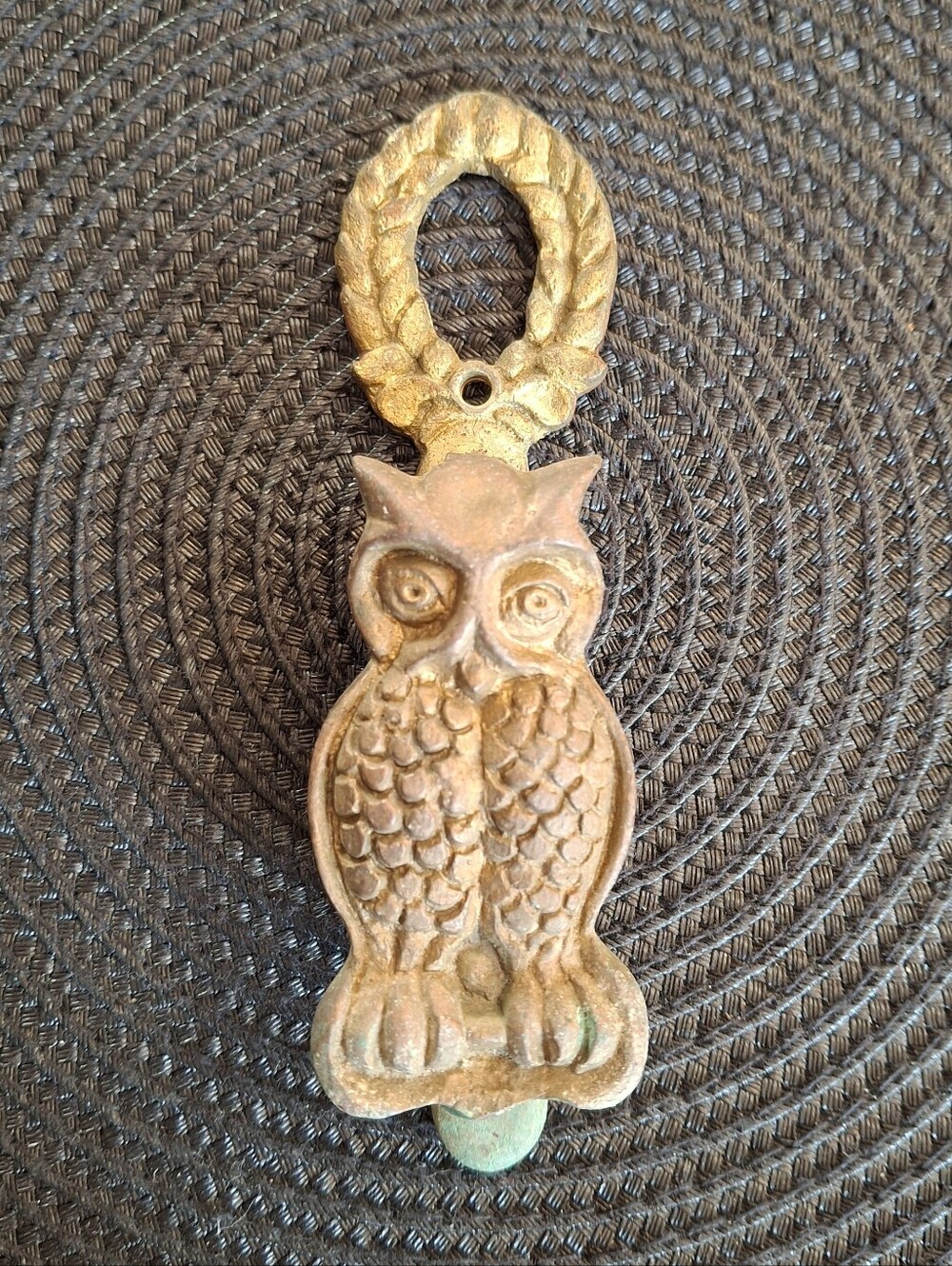 Antique Cast Brass Owl Door Knocker